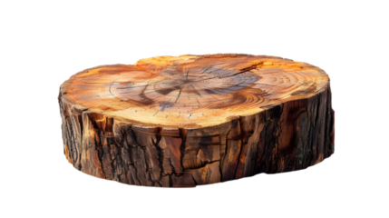 Wooden tree log trunk stump wood isolated on a transparent background