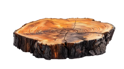 Wooden tree log trunk stump wood isolated on a transparent background
