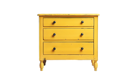 yellow chest of drawers isolated on a transparent background