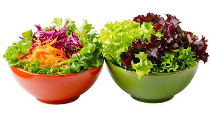 Yummy salad bowls isolated on a transparent background