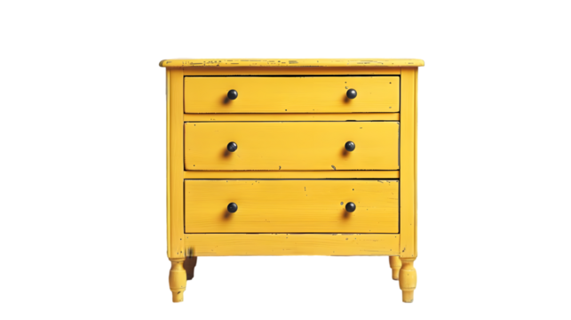 yellow chest of drawers isolated on a transparent background