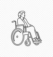 Line drawing of senior woman in wheelchair vector design