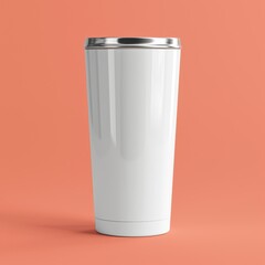Elegant white tumbler on a orange background ideal for showcasing modern drinkware designs in lifestyle and retail settings