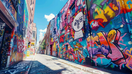 Exploration of urban street art through a vibrant and captivating display of graffiti designs on a wall.