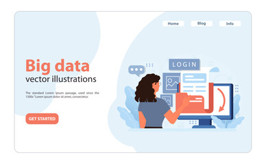 Big Data Analysis. An analyst navigates through vast datasets.