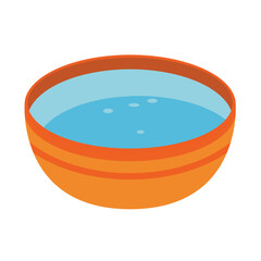 Water bowl vector image, basin filled with water, finger bowl or kobokan flat illustration isolated on white background