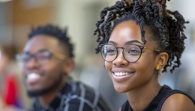 Woman and man learning sign language