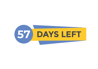 57 days to go countdown template. 57 day Countdown left days banner design. 57  Days left countdown timer
