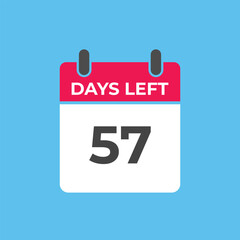 57 days to go countdown template. 57 day Countdown left days banner design. 57  Days left countdown timer
