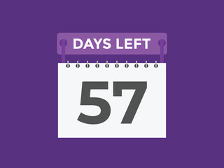 57 days to go countdown template. 57 day Countdown left days banner design. 57  Days left countdown timer
