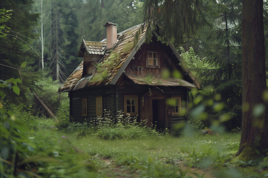 tiny house in the middle of a remote forest