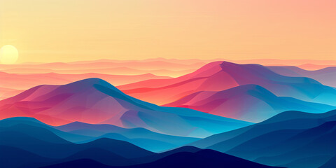 Explore the vibrant palette of a sunrise gradient scene, where lively colors blend with deeper...