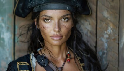 Woman pirate isolated