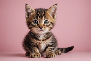 American Bobtail kitten looking at camera, copy space. Studio shot.