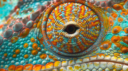 Macro photo of eye chameleon