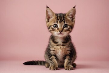 Javanese kitten looking at camera, copy space. Studio shot.