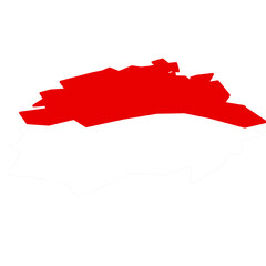 Indonesian flag in curve shape