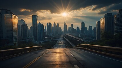 Building Road Sun rise background