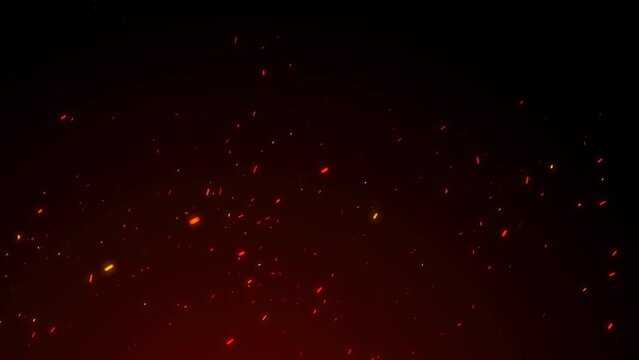 火の粉が舞うループ映像