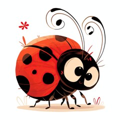 Obraz premium Cute beautiful multi-colored beetle 2D logo on a white background