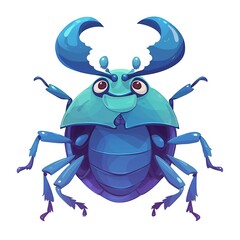 Cute beautiful multi-colored beetle 2D logo on a white background