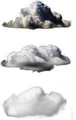 Clouds set isolated on black background White cloudiness mist or smog background