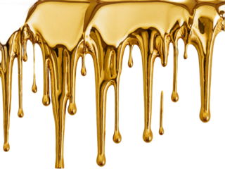 melted gold dripping isolated