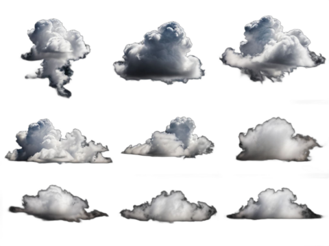 Clouds set isolated on black background White cloudiness mist or smog background - Powered by Adobe