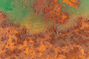 Abstract background with bright traces of rust on metal.                         