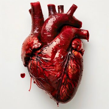 A real human heart on a white background