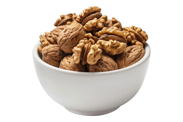 Bowl of walnuts isolated on transparent background. - Powered by Adobe