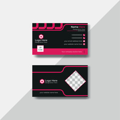 Creative and modern business card design template with pink and black colour.