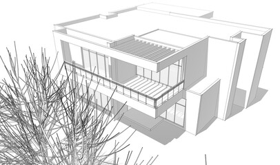 house building sketch architecture 3d 