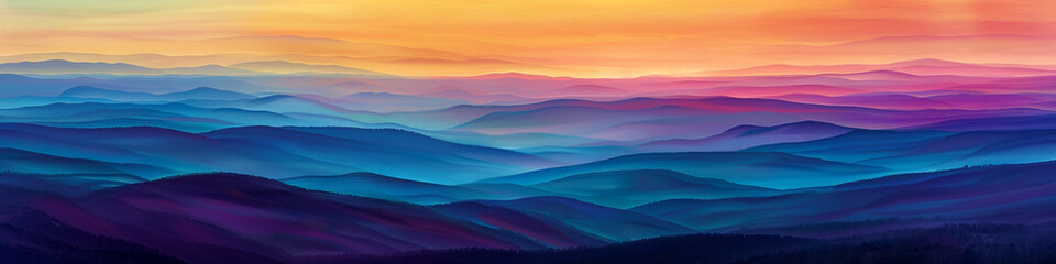Explore the captivating beauty of a sunrise gradient vista, where lively colors mingle with deeper shades, painting a vivid panorama that inspires creativity and imagination.