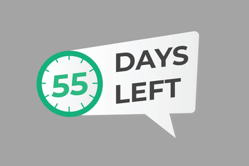 55 days to go countdown template. 55 day Countdown left days banner design. 55  Days left countdown timer
