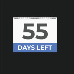 55 days to go countdown template. 55 day Countdown left days banner design. 55  Days left countdown timer
