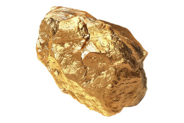 Gold nugget isolated on transparent background.