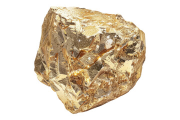 Gold nugget isolated on transparent background.