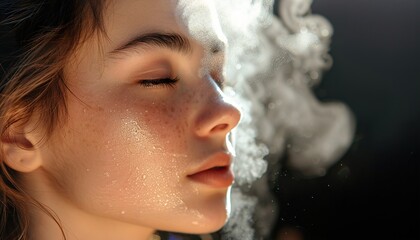 Young woman having thermal steam treatment 