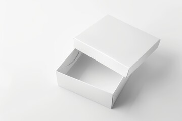 Minimalist white open box on a bright background, ideal for showcasing product packaging and branding opportunities
