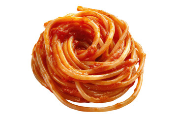 Pasta with tomato sauce isolated on transparent background.