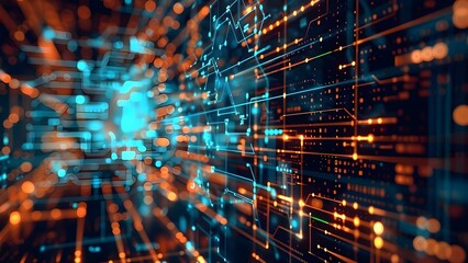 Description Technology elements like internet data AI coding network quantum computing . Concept Internet Data, AI, Coding, Network, Quantum Computing