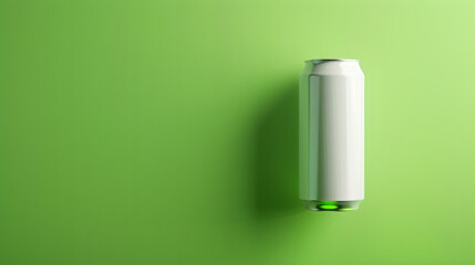 Blank white soda can floating on a vibrant green background - obrazy, fototapety, plakaty
