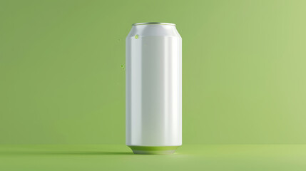 Blank soda can floating on a vibrant green background - obrazy, fototapety, plakaty