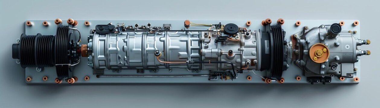 The image shows a close-up of the engine of a large diesel locomotive.