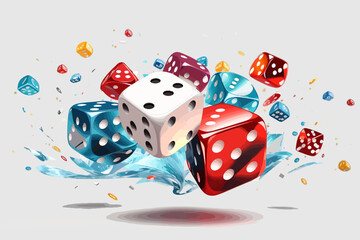 illustration dice in the air illustration