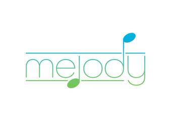 melody word and musical note on white background. melody logo