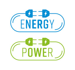 energy word and electrical plug. power word and electrical plug concept