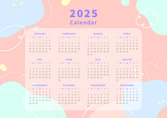 Cute simple pop line lively color block style pink blue camouflage colorful calendar texture