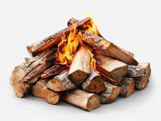 Glowing Campfire Wood Clipart on White Background A Cozy Outdoor Haven - obrazy, fototapety, plakaty